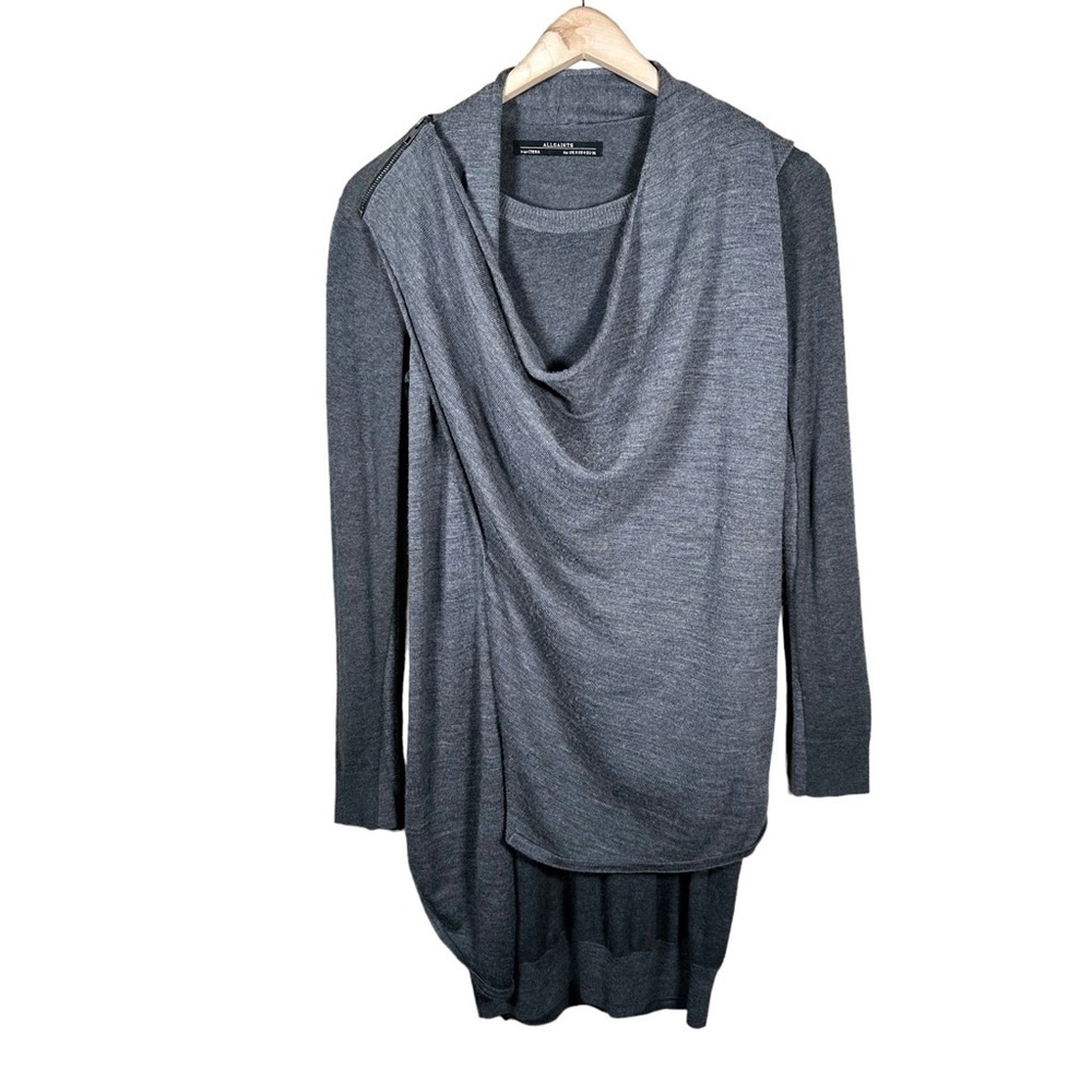 ALL SAINTS Drina Draped Merino Wool Sweater Dress - Picture 15 of 15